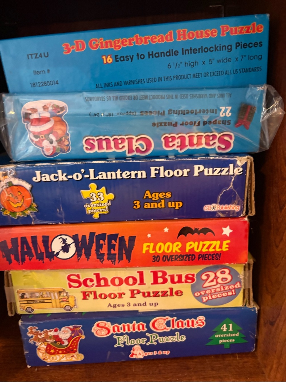 Santa Claus & Holiday Floor Puzzle Set - Fall puzzles, 6 Early Childhood puzzles